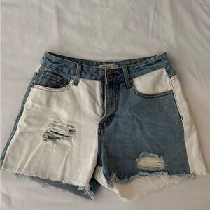 American Bazi Blue and White Jean Shorts